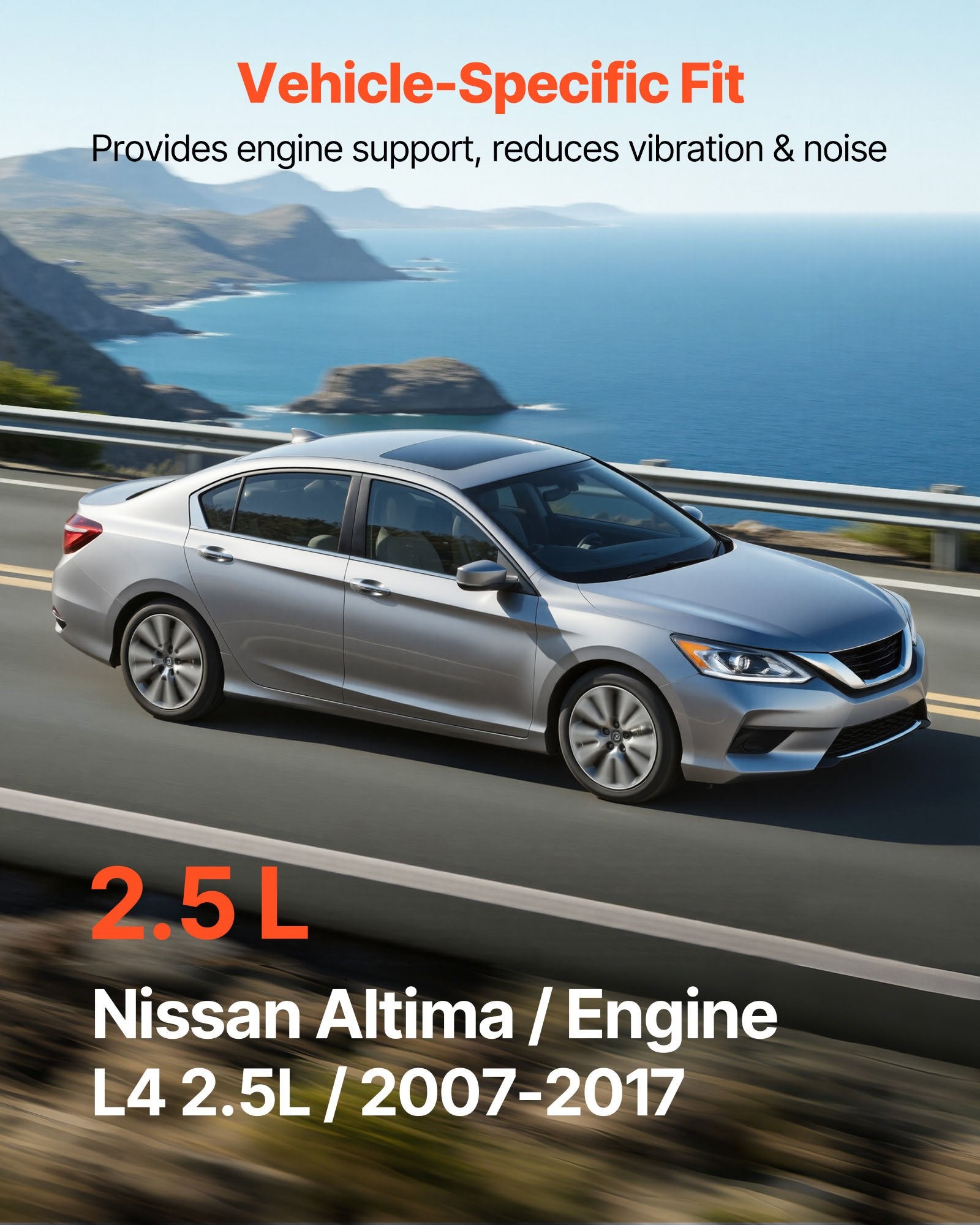 Engine And Transmission Motor Mount Kit Replacement, Set Of 4, Compatible With 2007–2017 Nissan Altima 2.5L L4, Replace OE# A4350, A4353, A4340, A4339, Secure Support